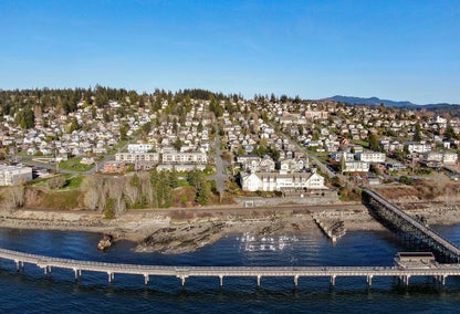 Aerial view over South Hill neighborhood in Bellingham, WA
